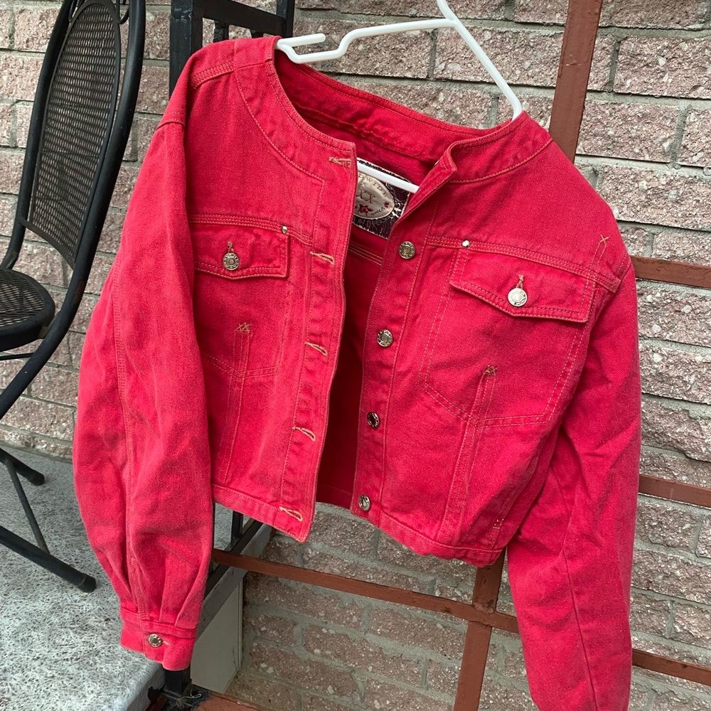 Red Cropped Mexx Jean Jacket Size M